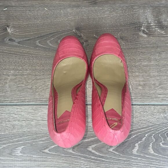 Brian Atwood Bffontanne Pink Leather Snakeskin Women’s Sz 7.5 Platform Heels - Picture 5 of 12
